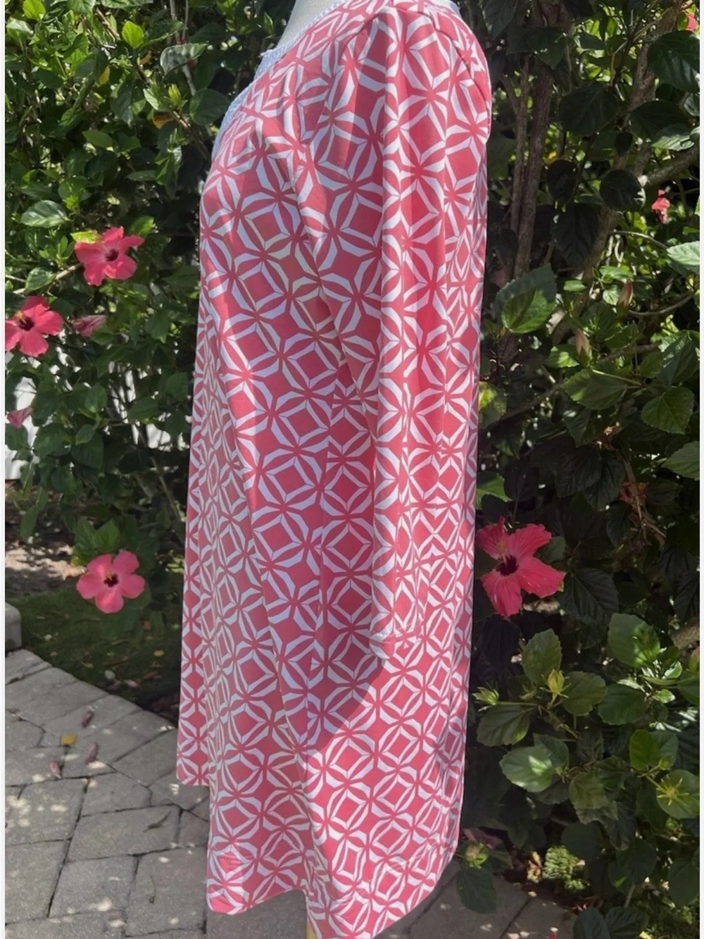 Women's Pink Geometric Shift Dress